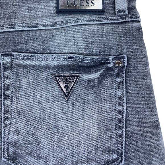 GUESS High-Waist Skinny Jeans Women’s Size 16 Gray Wash Distressed Hem Slim Fit - Picture 5 of 9